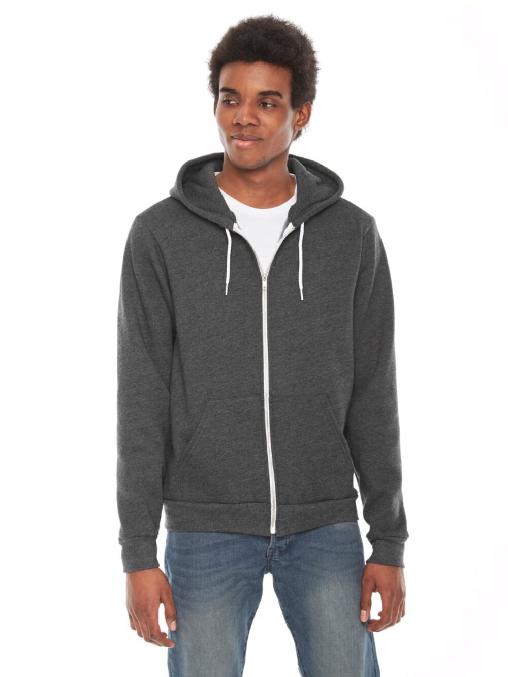 American Apparel Flex Fleece Zip Hoodie Gray Size XS